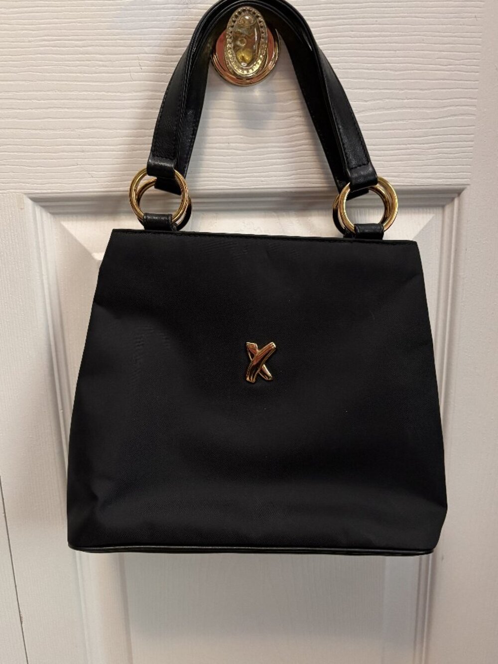 By Paloma Picasso Italy Black Double Handle Bag Gold Tone Hardware Classic bag